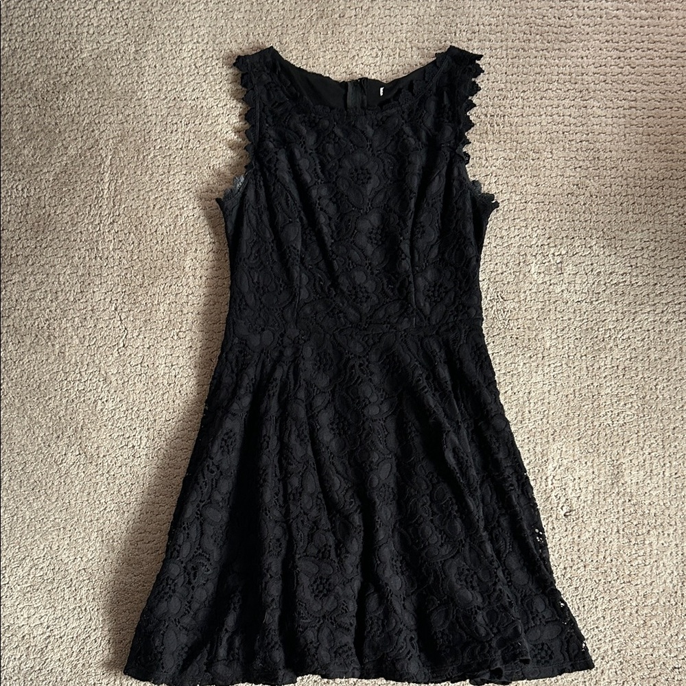 Black Lace Sleeveless Fit & Flare Dress